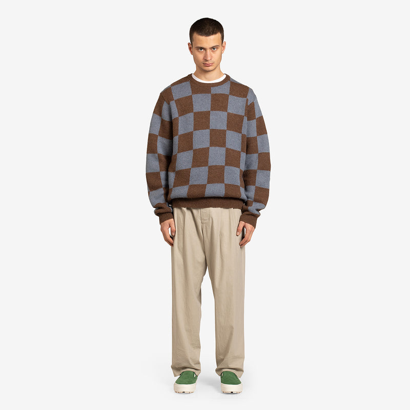 Check Knit Crew Blue | Brown