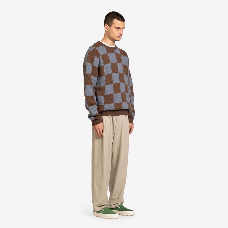 Check Knit Crew Blue | Brown