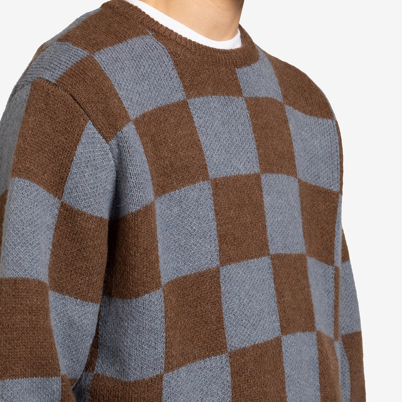 Check Knit Crew Blue | Brown