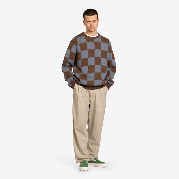 Check Knit Crew Blue | Brown