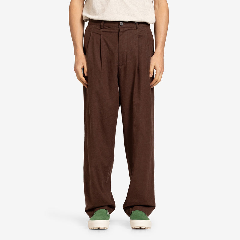 Linen Two Tuck Slacks Brown