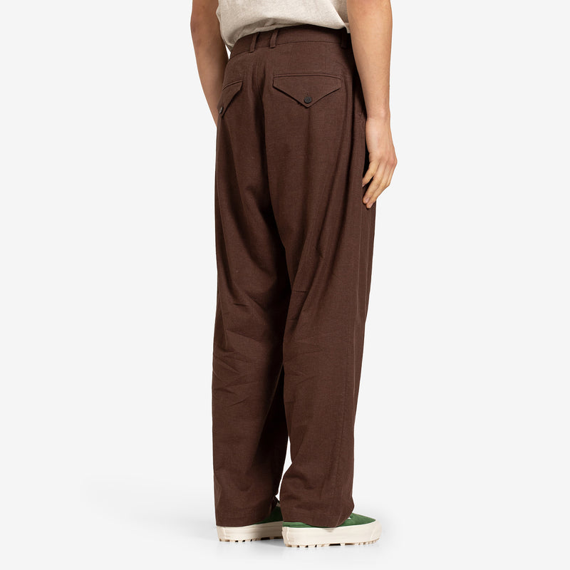 Linen Two Tuck Slacks Brown