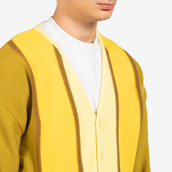 Wool Striped Cardigan Mustard Stripe