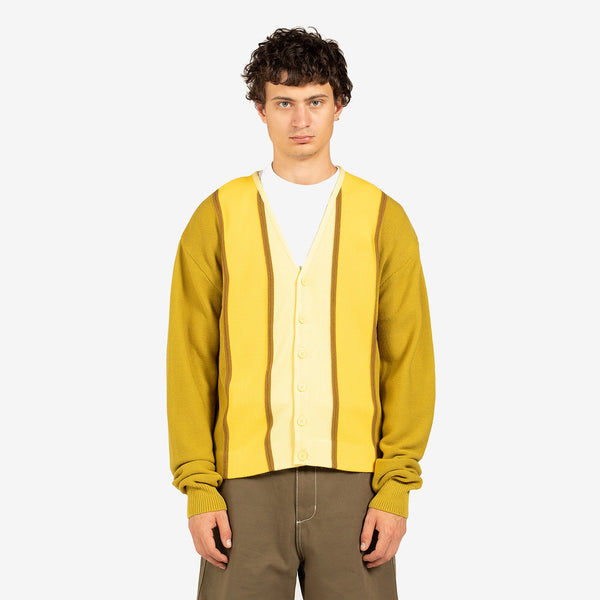 Wool Striped Cardigan Mustard Stripe