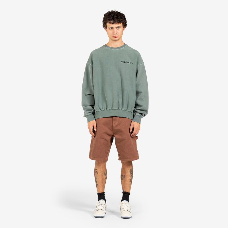 Pigment Dyed Embroidered Crewneck Sweater Slate