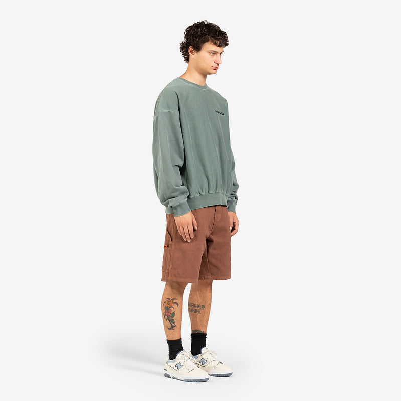 Pigment Dyed Embroidered Crewneck Sweater Slate