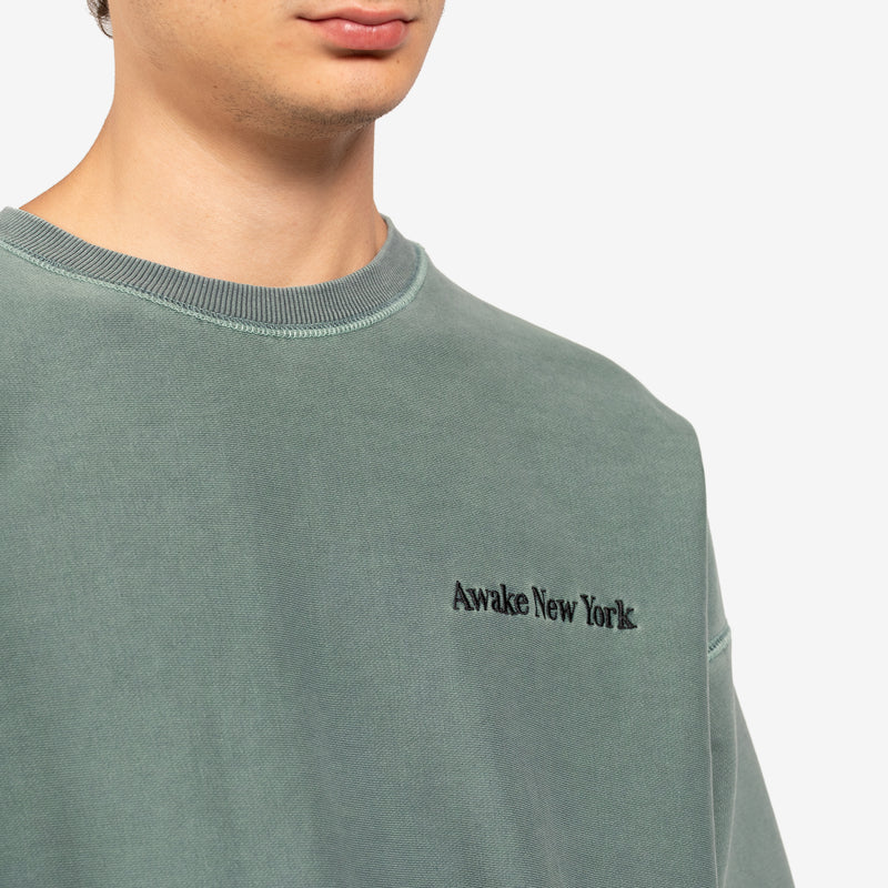 Pigment Dyed Embroidered Crewneck Sweater Slate