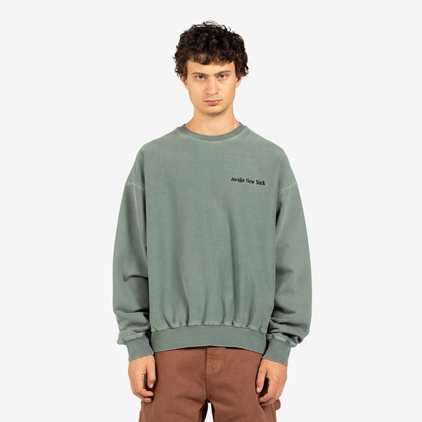 Pigment Dyed Embroidered Crewneck Sweater Slate