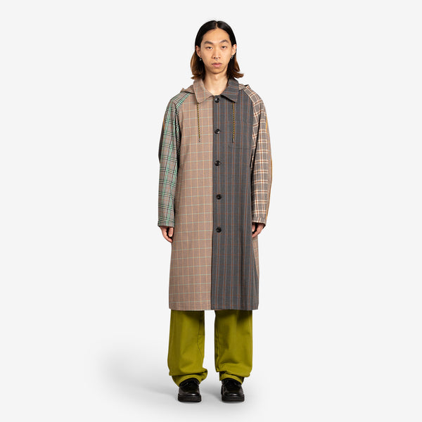 Woven Checked Raglan Coat Multi