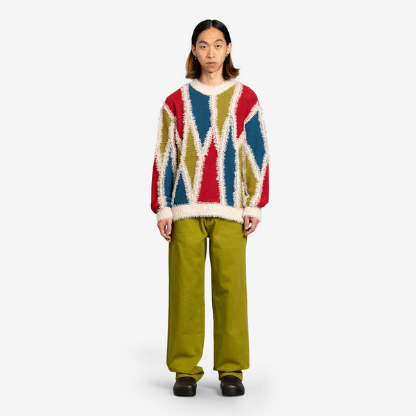 Reims Intarsia Knit Sweater Red | Blue