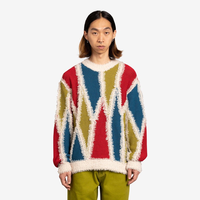 Reims Intarsia Knit Sweater Red | Blue