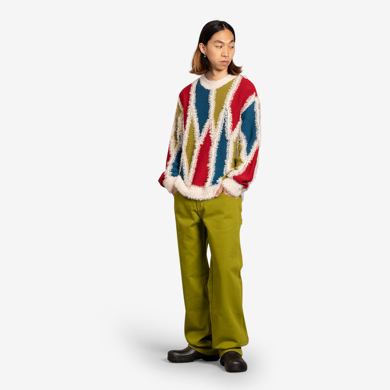 Reims Intarsia Knit Sweater Red | Blue