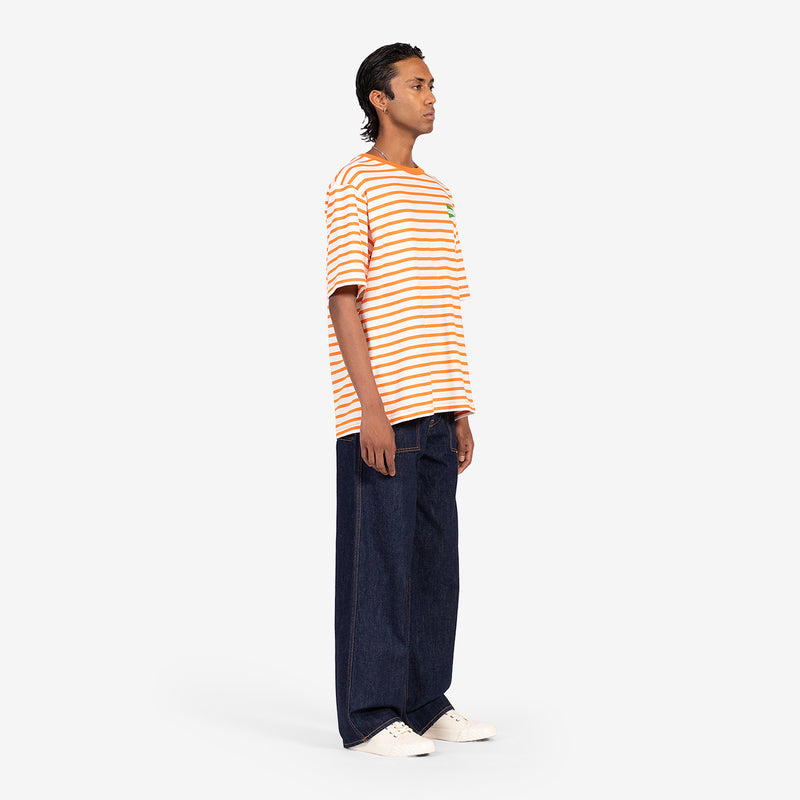 Nautical Striped Oversize T-Shirt Medium Orange