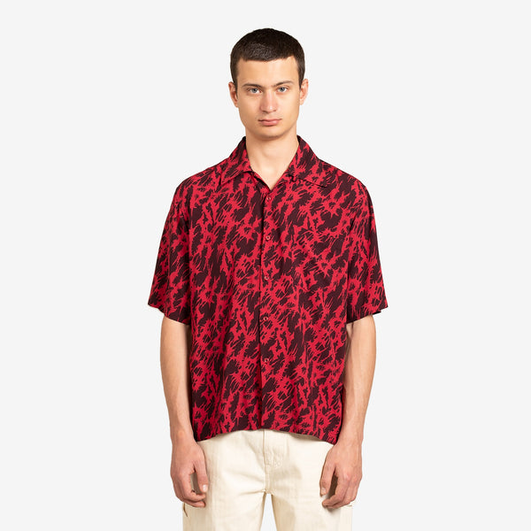 Metal Hawaiian Shirt Burgundy