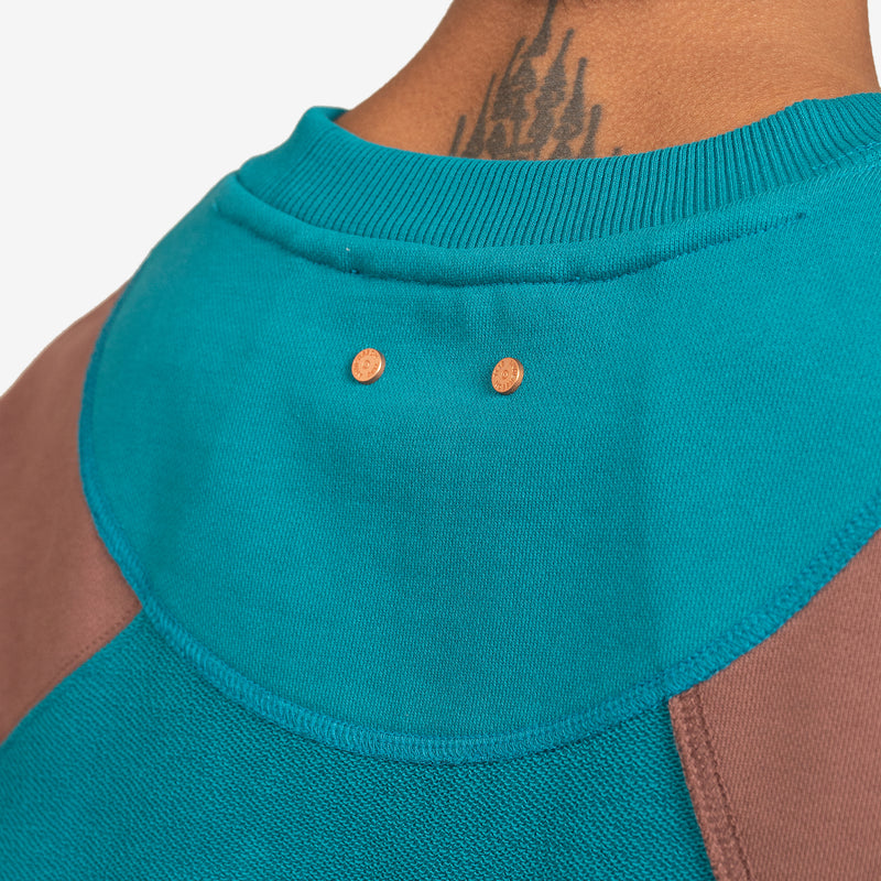 Inside Out Curved Sweatshirt Blue Green | Brown
