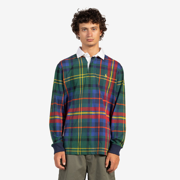 Classic Fit Plaid Jersey Rugby Shirt Heritage Royal | Plaid Multi