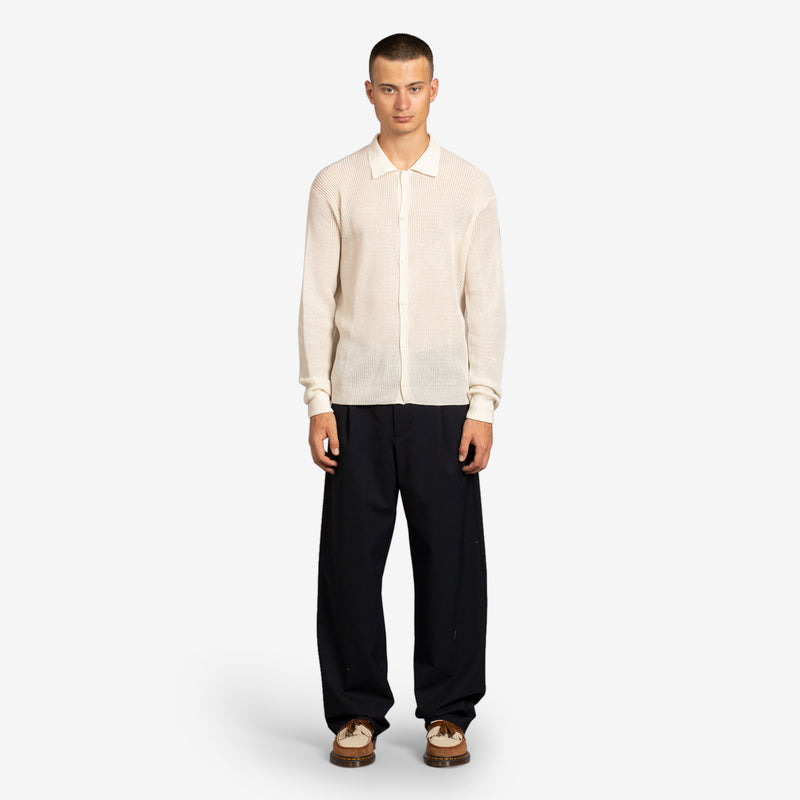 Paul Longsleeve Polo Top Off White