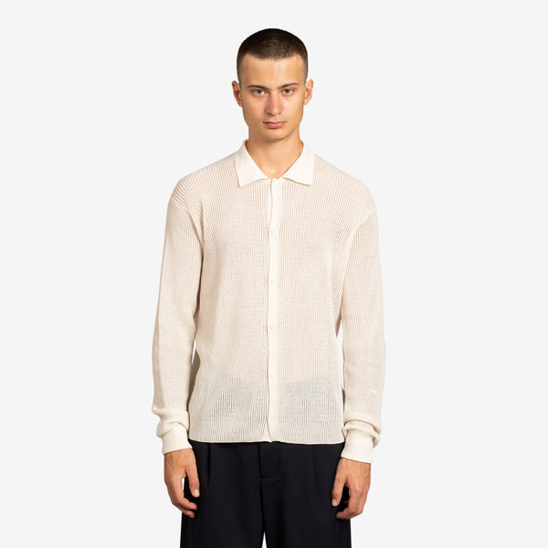 Paul Longsleeve Polo Top Off White
