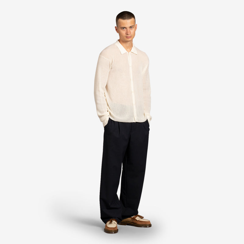 Paul Longsleeve Polo Top Off White
