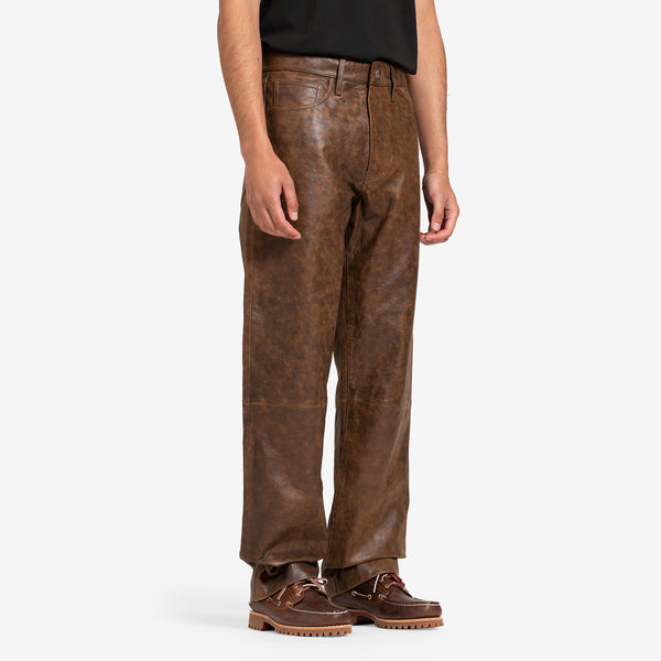 Loose Leather Trouser Rust