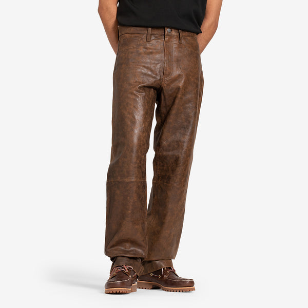 Loose Leather Trouser Rust