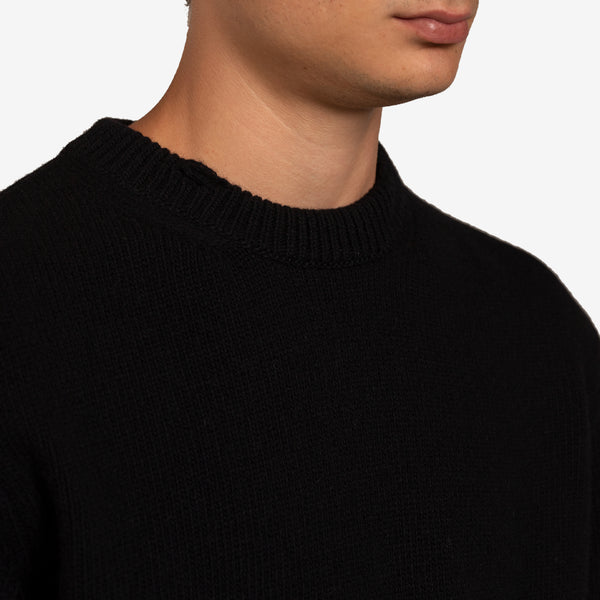 Distressed Knit Crewneck Black