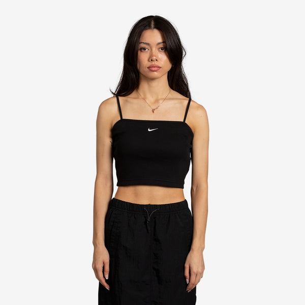 Women's Essential Ribbed Crop Top Black
