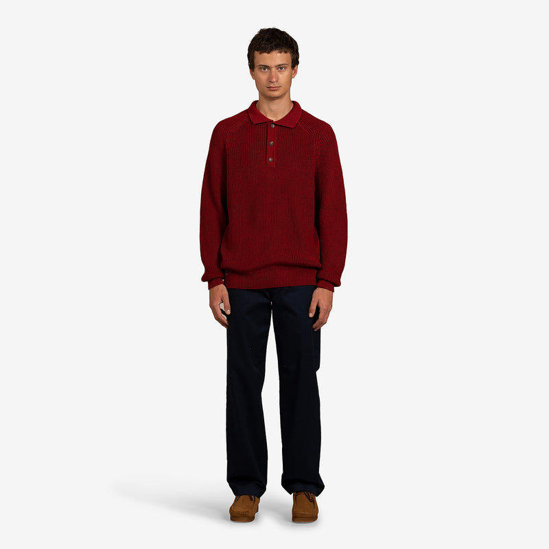 LS Slouchy Polo Crimson