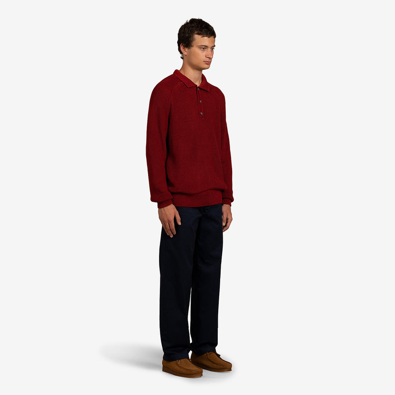 LS Slouchy Polo Crimson