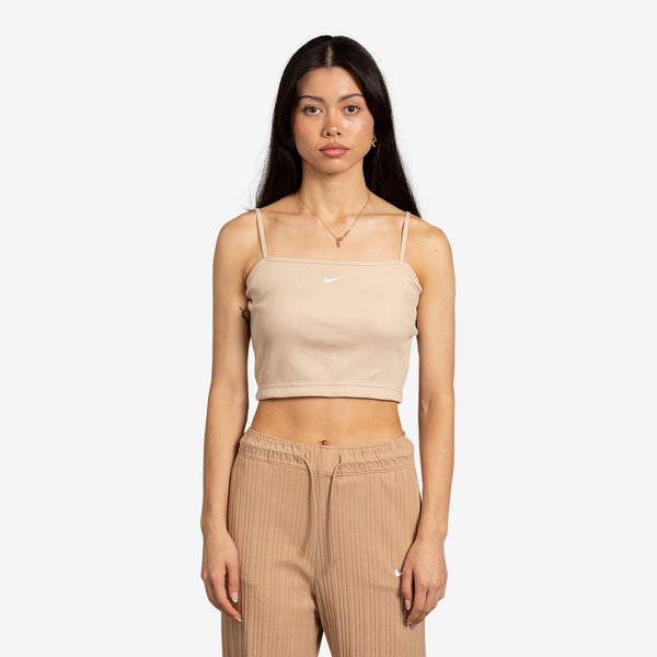 Women's Essential Ribbed Crop Top Sandrift | White