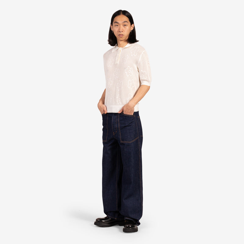 Unisex Mesh Knit Polo White Shirts