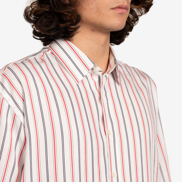 Basil Shirt White | Red Pinstripe
