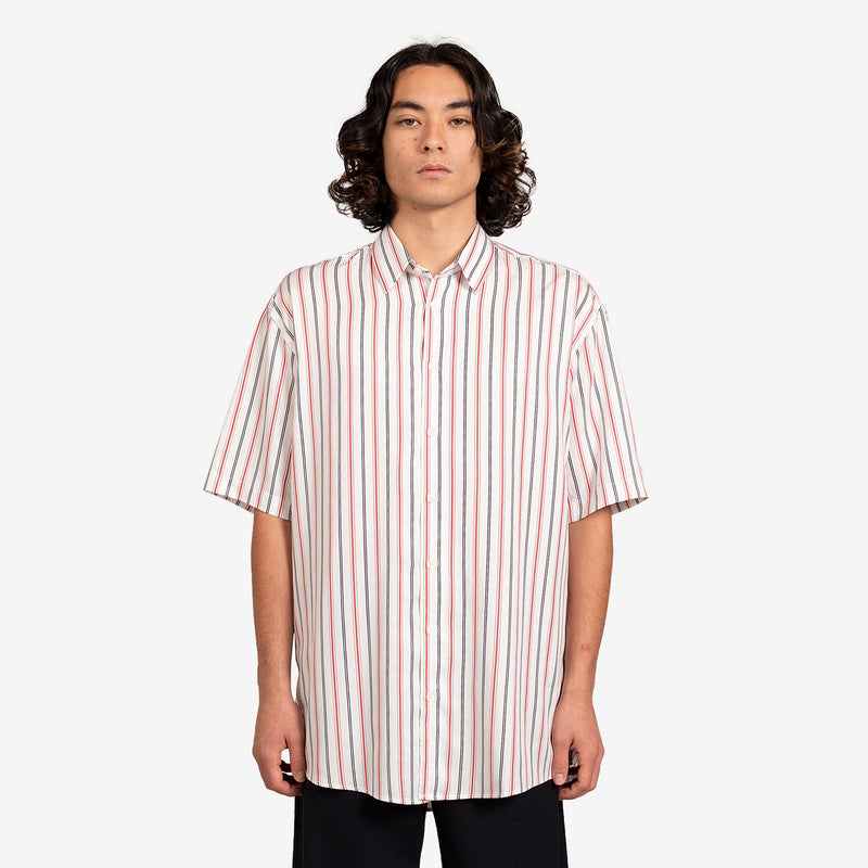 Basil Shirt White | Red Pinstripe
