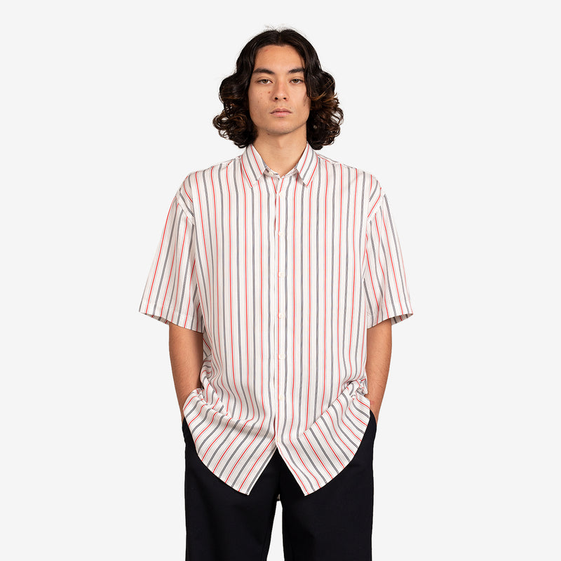 Basil Shirt White | Red Pinstripe