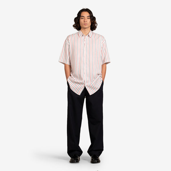 Basil Shirt White | Red Pinstripe