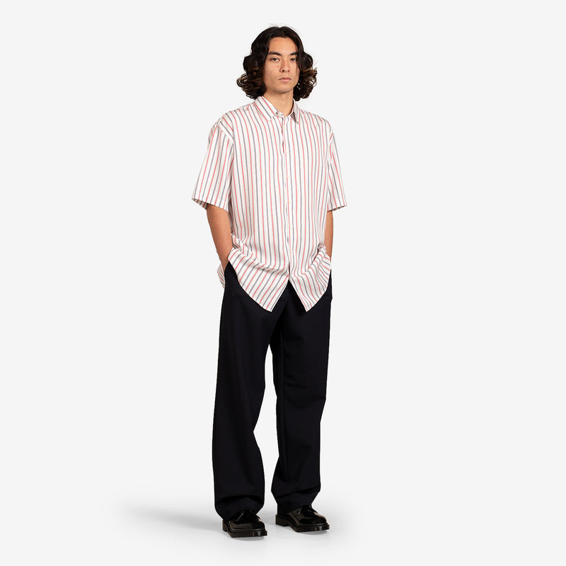 Basil Shirt White | Red Pinstripe