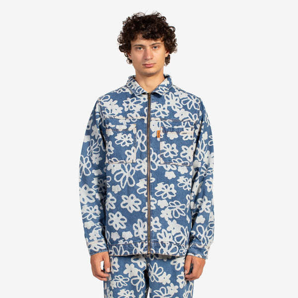 Flowers Denim Jacket Washed Indigo