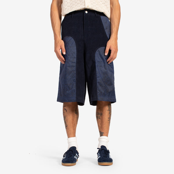 Corduroy Panel Shorts Navy