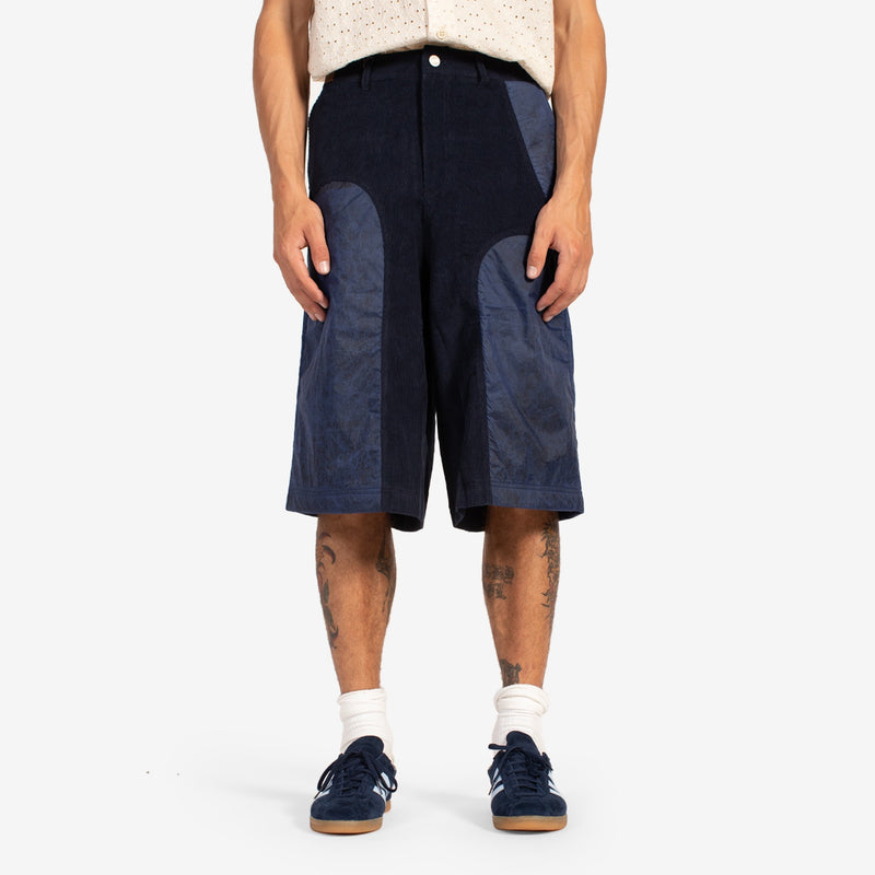 Corduroy Panel Shorts Navy