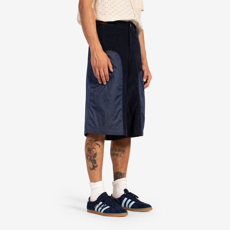 Corduroy Panel Shorts Navy
