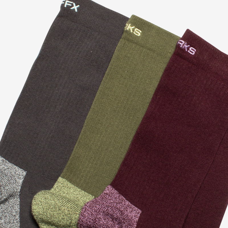 Duo-Tone Sock 3 Pack Crimson | Green | Grey