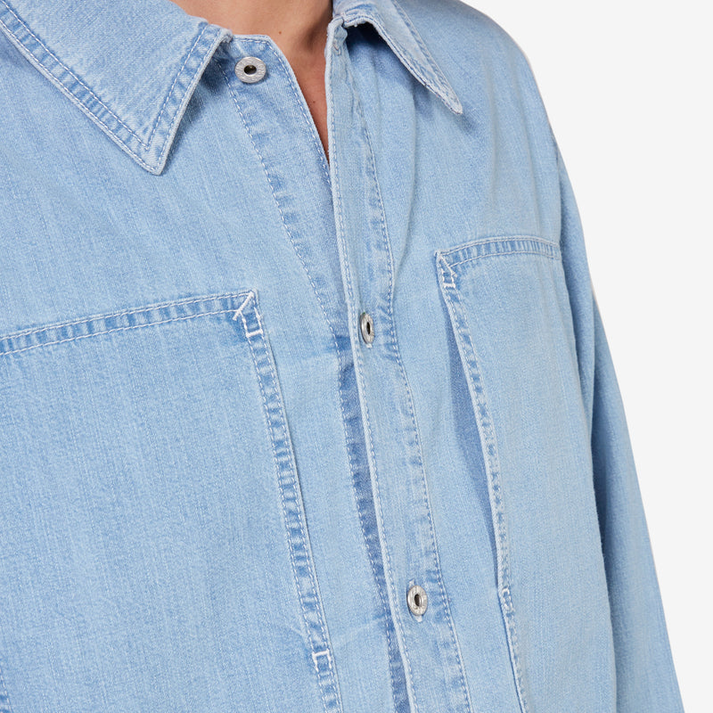 Stone Bleached Overshirt Blue Denim