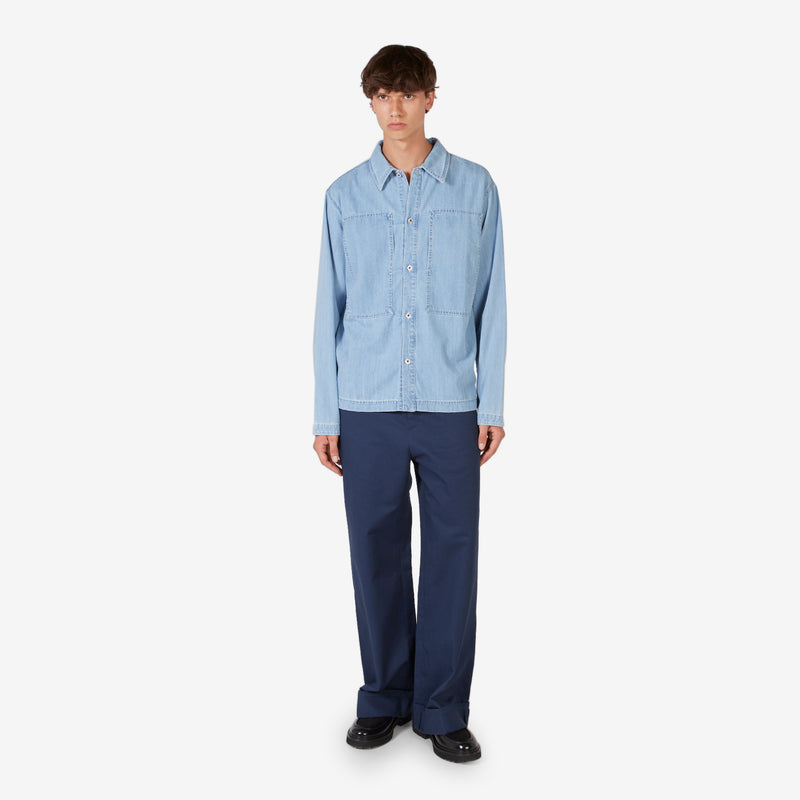 Stone Bleached Overshirt Blue Denim