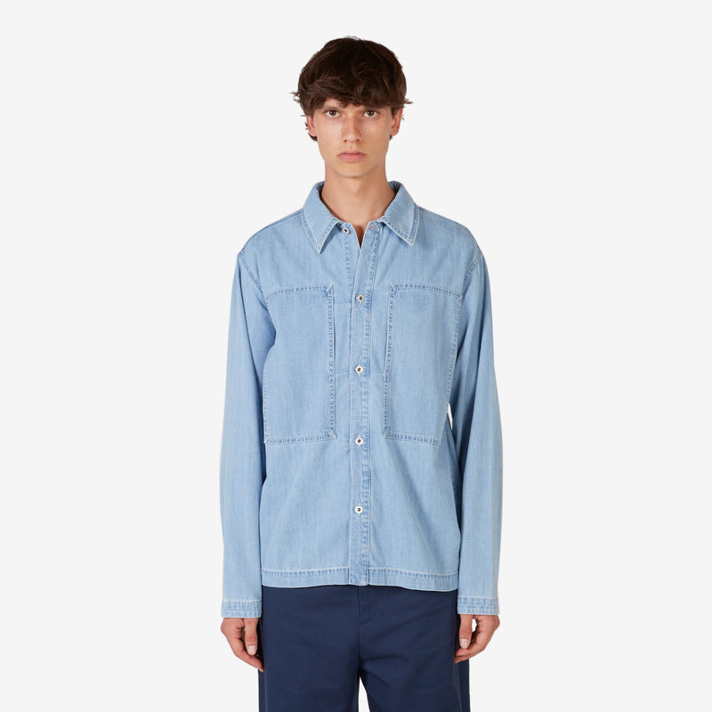 Stone Bleached Overshirt Blue Denim