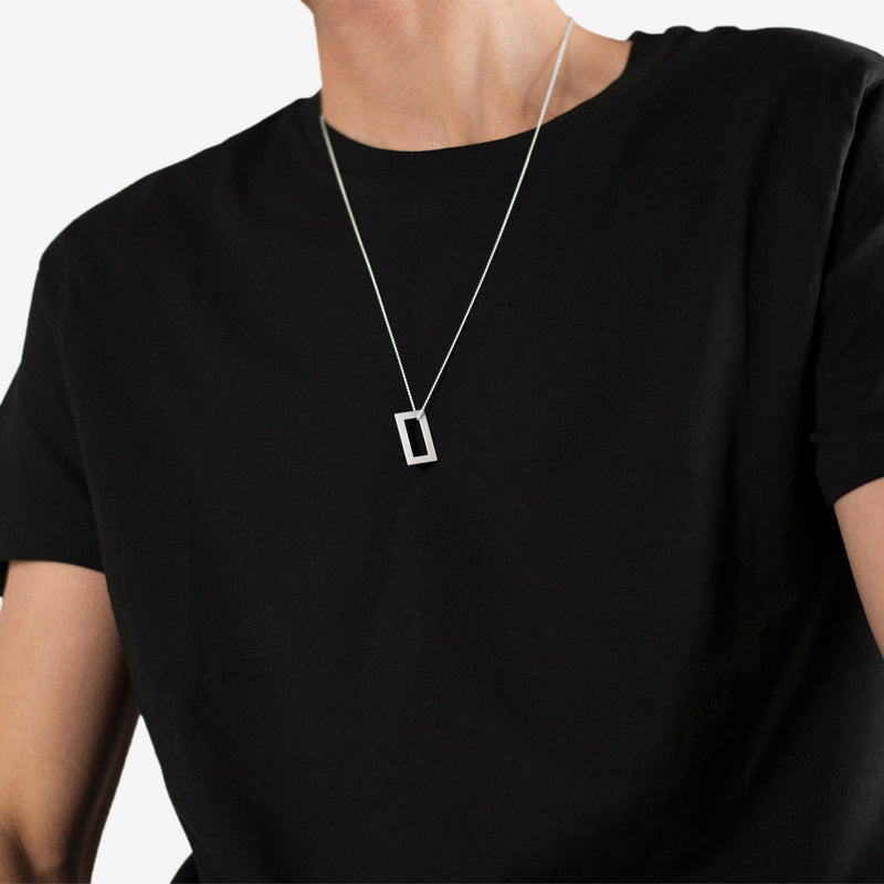 Silver Polished le 3.4g Rectangle Pendant