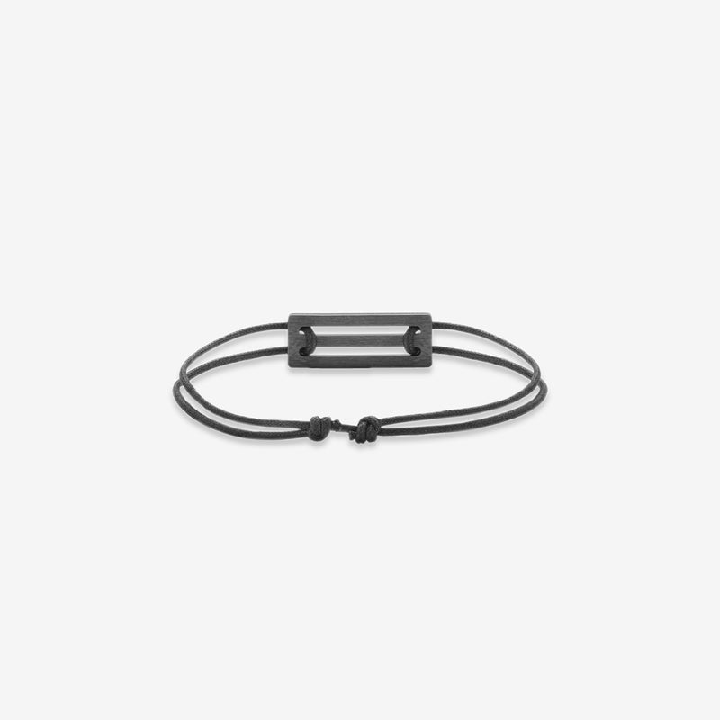 2.5g Polished Sterling Silver & Black Polyester Cord Bracelet