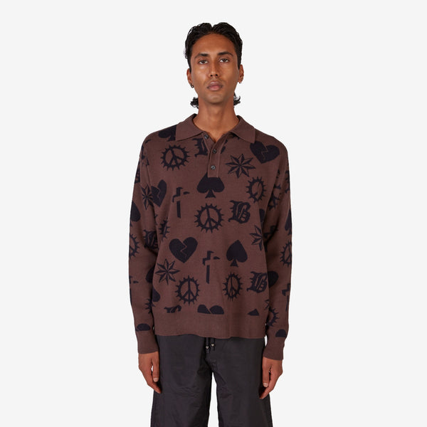 Icon Knit Polo Brown