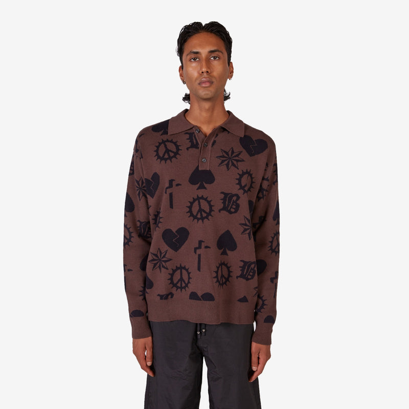 Icon Knit Polo Brown