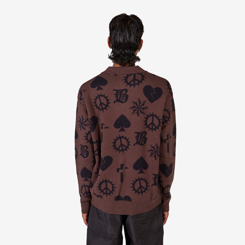 Icon Knit Polo Brown