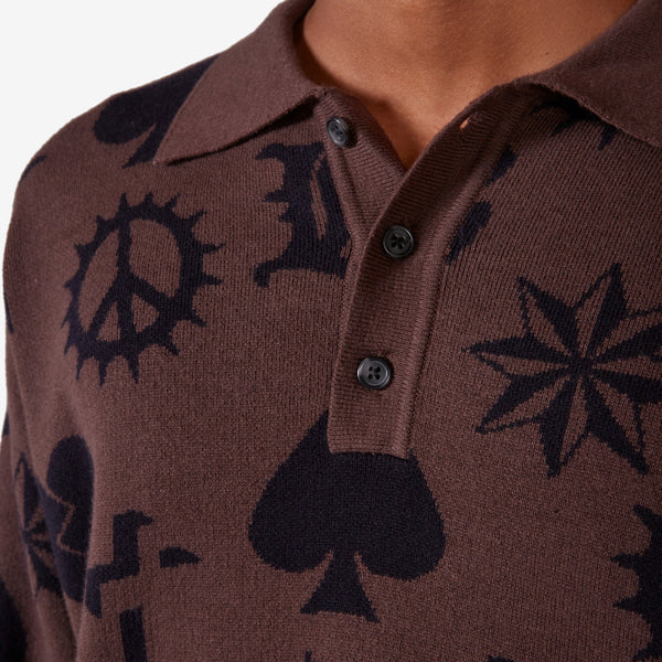 Icon Knit Polo Brown